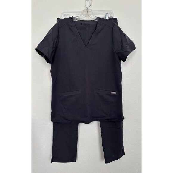 FIGS Casma Top Yola Skinny Scrub Pant Set Graphite Gray Medical Women's Medium